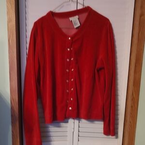 White Stag Red Cardigan Sweater ,Feels Like Crushed Velvet